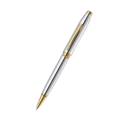 Foundry Polished Chrome with PVD Gold Appointments Ballpoint Pen & Fountain Pen (Medium) Gift Set