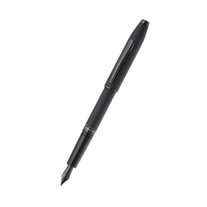 Foundry Matte Black Lacquer with PVD Black Appointments Ballpoint Pen & Fountain Pen (Medium) Gift Set