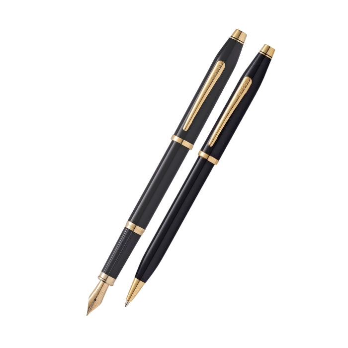 Century II Classic Black Ballpoint Pen & 23KT Gold-Plated Fountain Pen (Medium) Gift Set