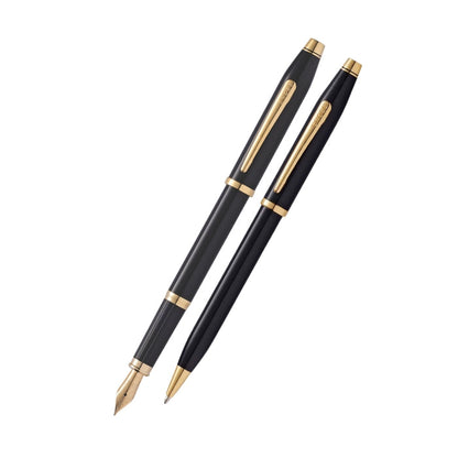 Century II Classic Black Ballpoint Pen & 23KT Gold-Plated Fountain Pen (Medium) Gift Set