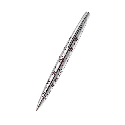 ATX Cherry Blossom Polished Chrome Ballpoint Pen & Fountain Pen (Medium) Gift Set