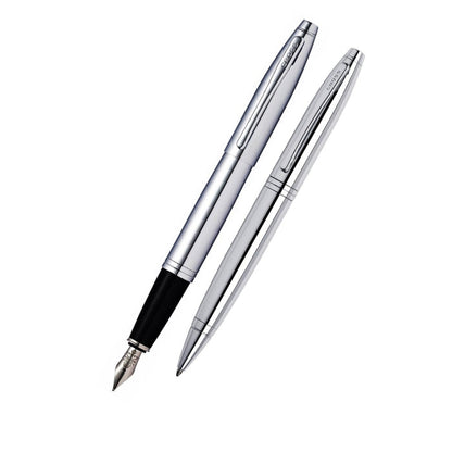 Calais Chrome Ballpoint Pen & Fountain Pen (Medium) Gift Set