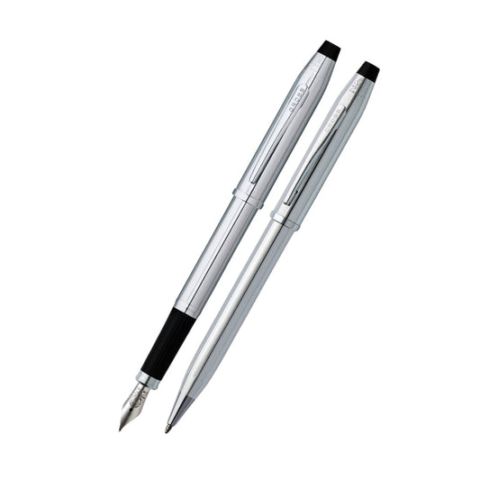 Century II Lustrous Chrome Ballpoint Pen & Fountain Pen (Medium) Gift Set