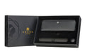 Classic Black Leather Zippered Double Pen Case Gift Bundle