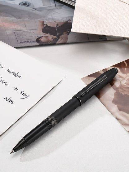 Foundry Matte Black Lacquer with PVD Black Appointments Rollerball Pen