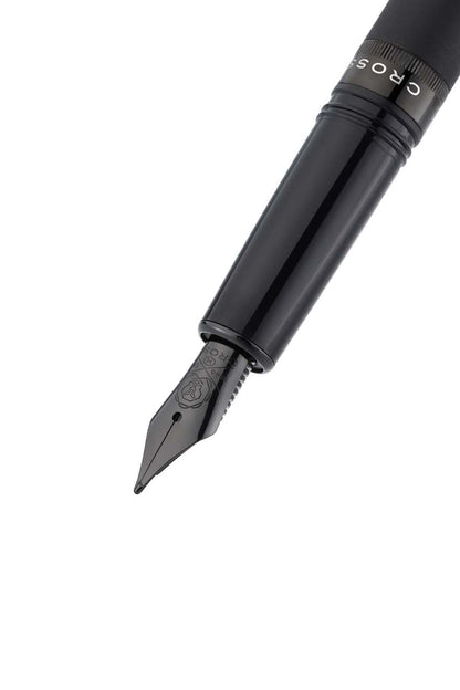 Foundry Matte Black Lacquer with PVD Black Appointments and Black PVD coated Medium Nib Fountain Pen