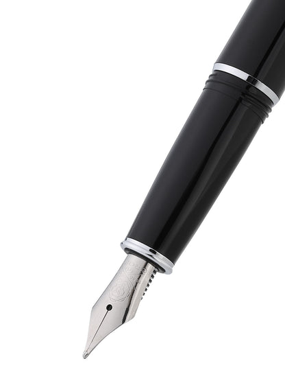 Lume Obsidian Black with Chrome Appointments and Stainless Steel Medium Nib Fountain Pen