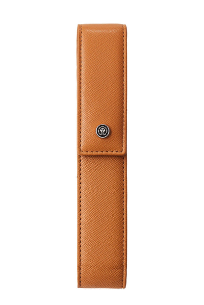 Classic Century Lustrous Chrome Ballpoint Pen with Mocha Magnetic Leather Single Pen Case Gift Set