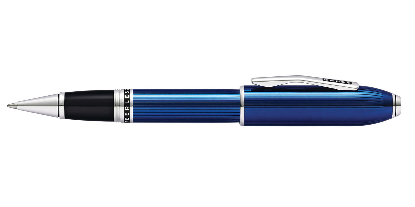 Peerless Translucent Quartz Blue Engraved Lacquer Rollerball Pen