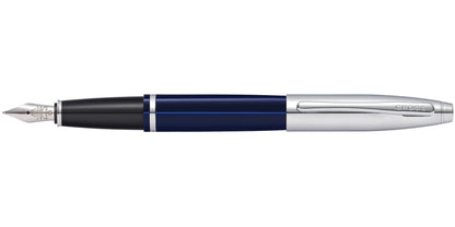 Calais™ Chrome & Blue Lacquer Stainless Steel Medium Nib Fountain Pen.