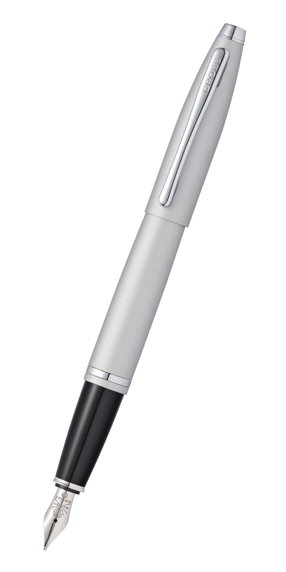 Calais™ Satin Chrome Stainless Steel Medium Nib Fountain Pen.