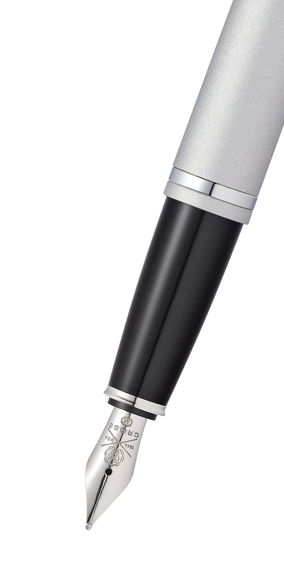 Calais™ Satin Chrome Stainless Steel Medium Nib Fountain Pen.