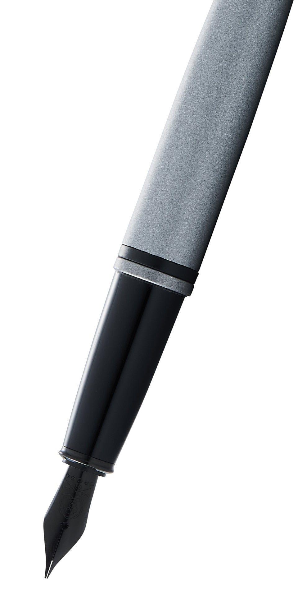 Calais™ Matte Gray and Black Lacquer Stainless Steel Medium Nib Fountain Pen.