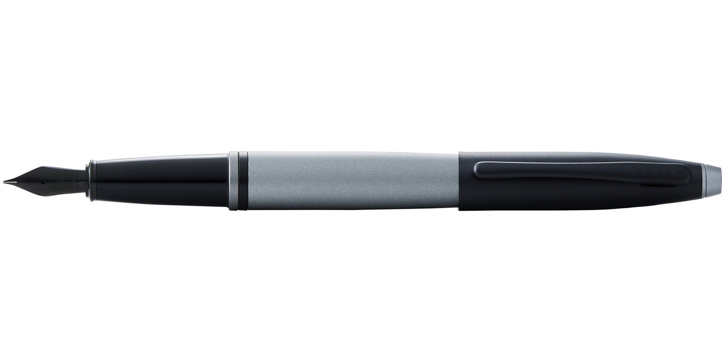 Calais™ Matte Gray and Black Lacquer Stainless Steel Medium Nib Fountain Pen.