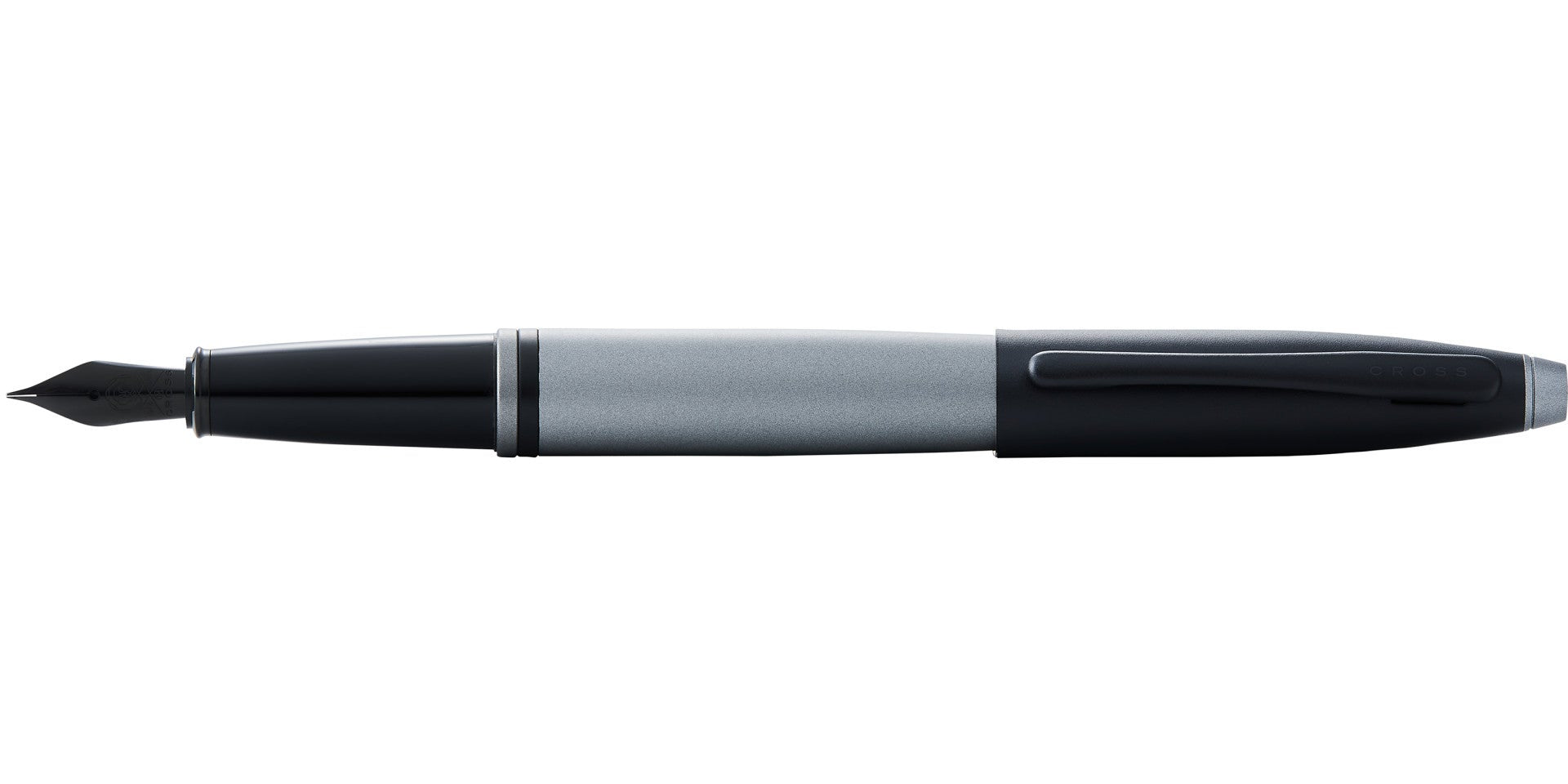 Calais™ Matte Gray and Black Lacquer Stainless Steel Medium Nib Fountain Pen.