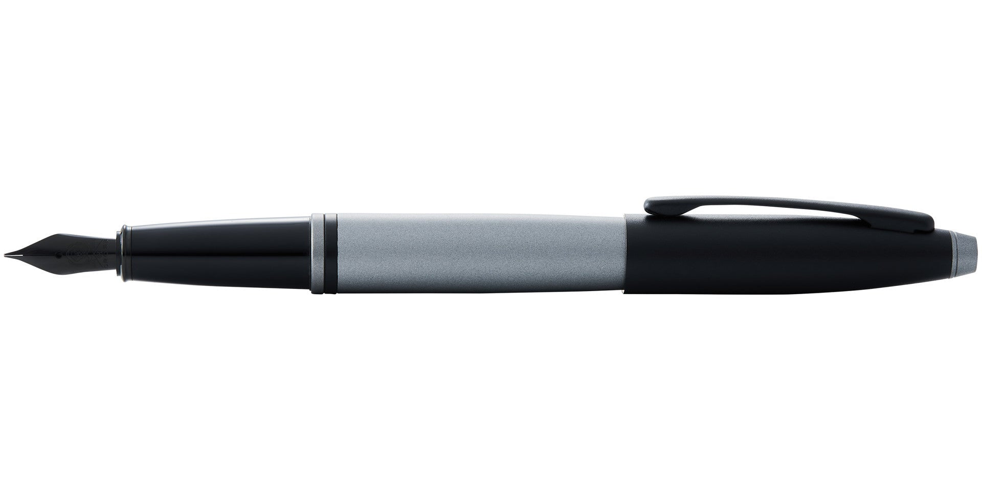 Calais™ Matte Gray and Black Lacquer Stainless Steel Medium Nib Fountain Pen.