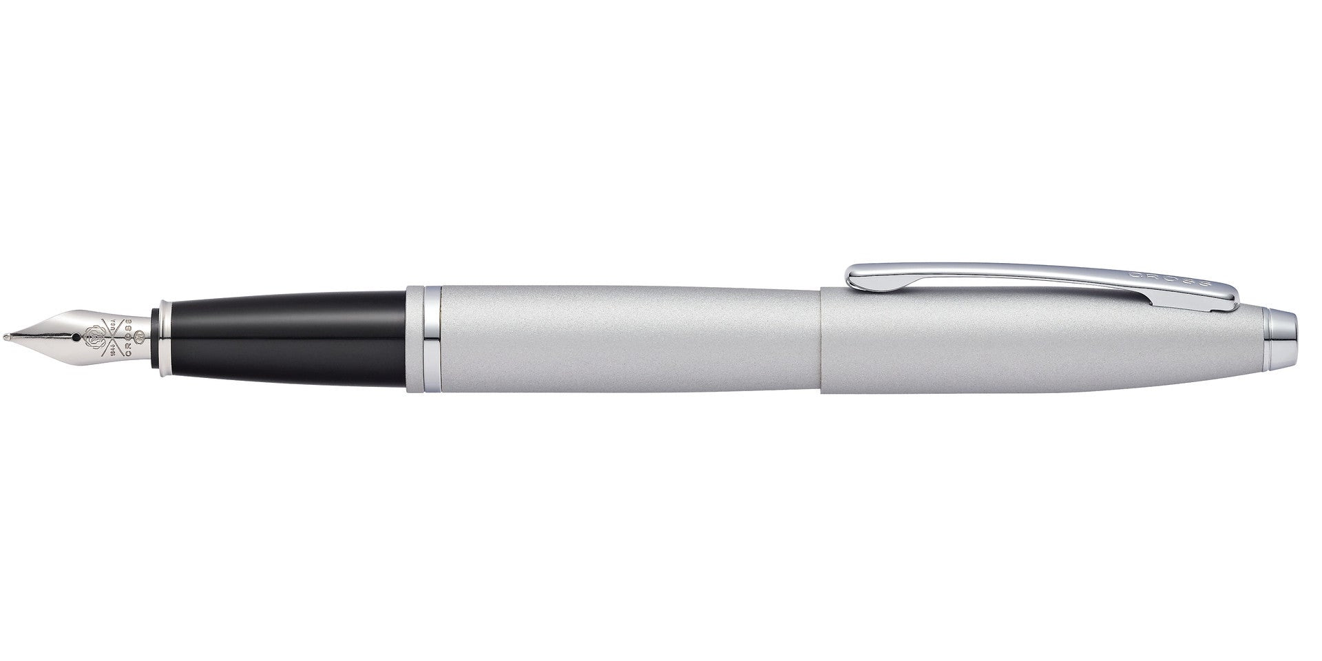 Calais™ Satin Chrome Stainless Steel Medium Nib Fountain Pen.