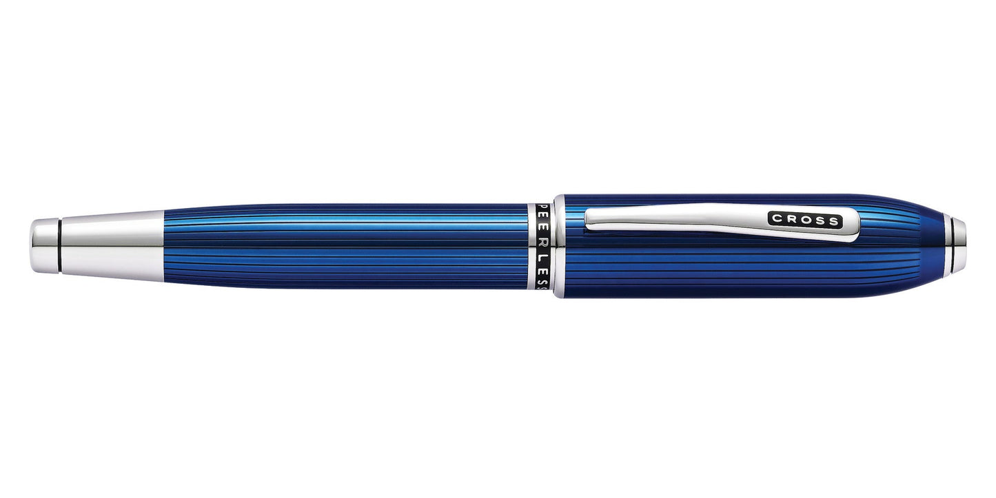 Peerless Translucent Quartz Blue Engraved Lacquer Rollerball Pen