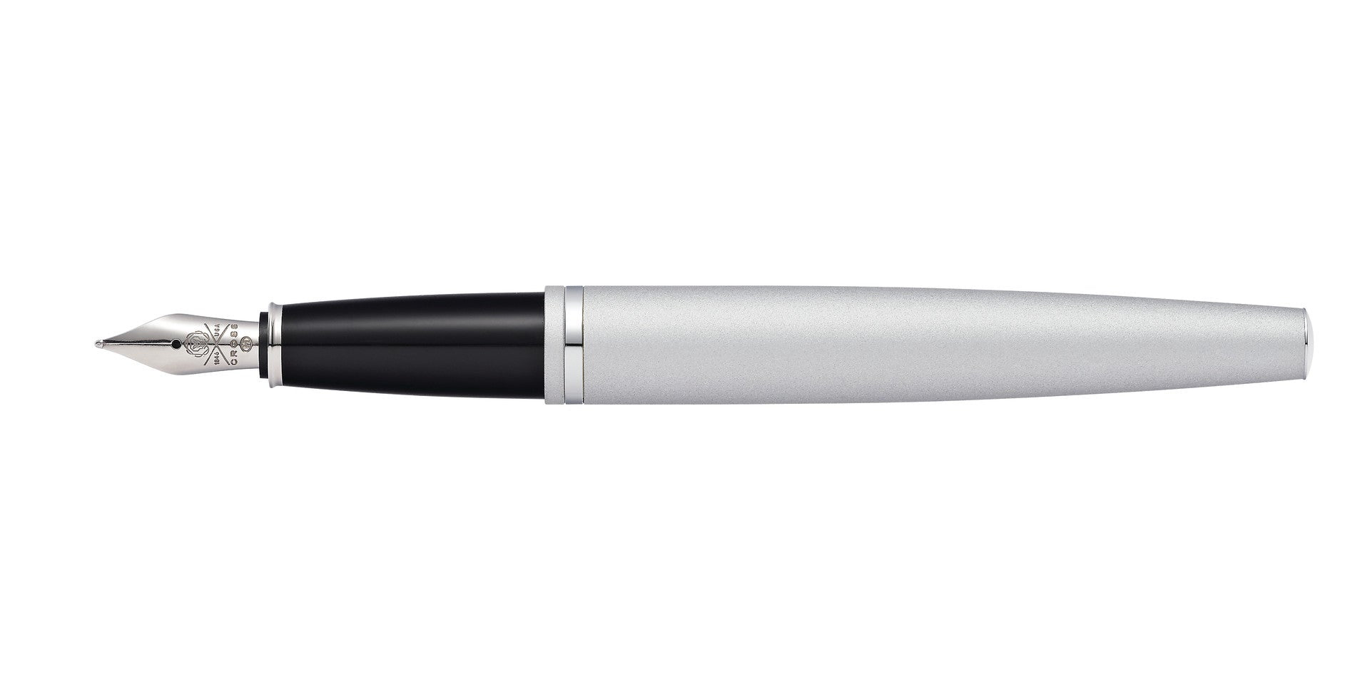 Calais™ Satin Chrome Stainless Steel Medium Nib Fountain Pen.